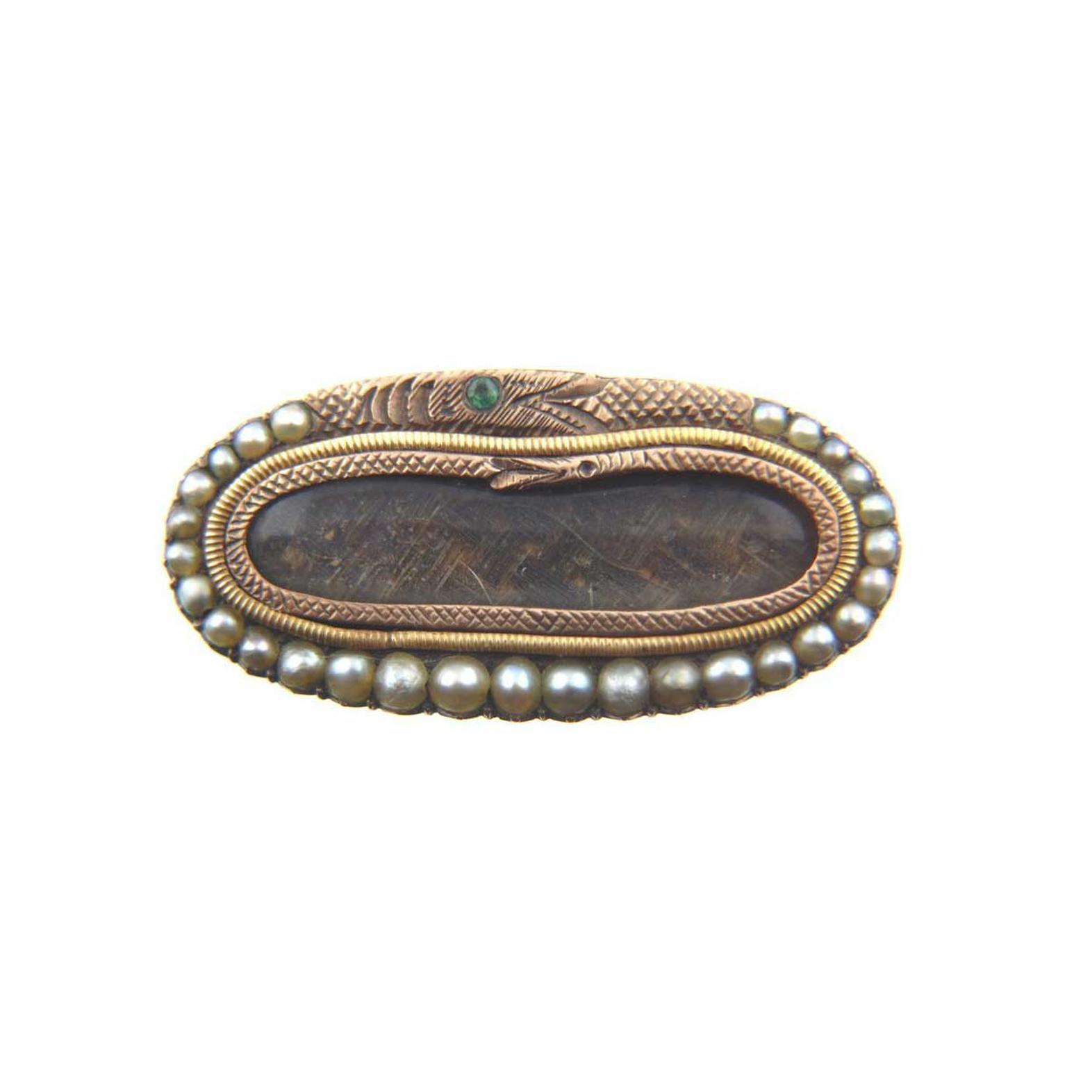 Victorian eternity hair encased mourning brooch