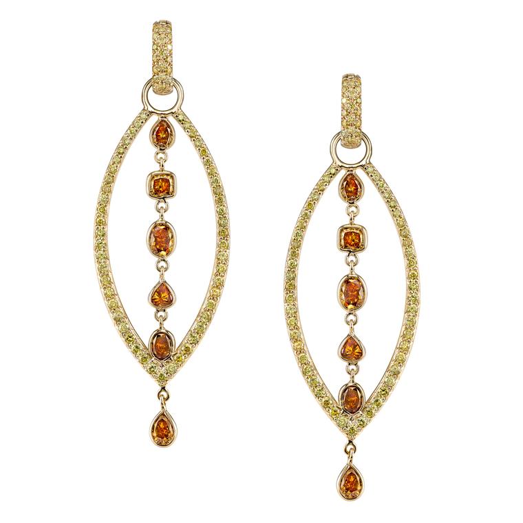 Cleopatra Queen of the Nile colored diamond earrings