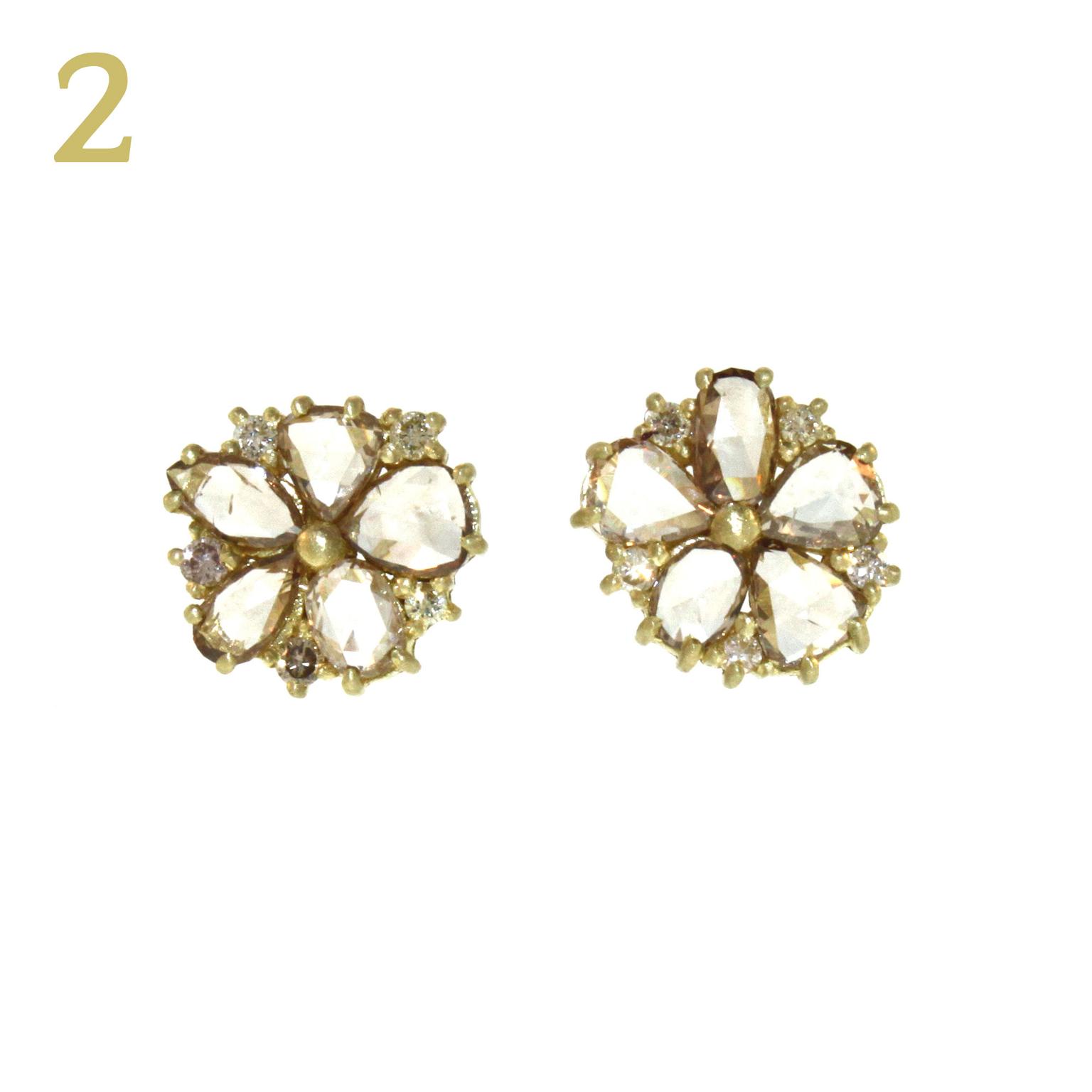 Liseanne Frankfurt cognac diamond flower studs