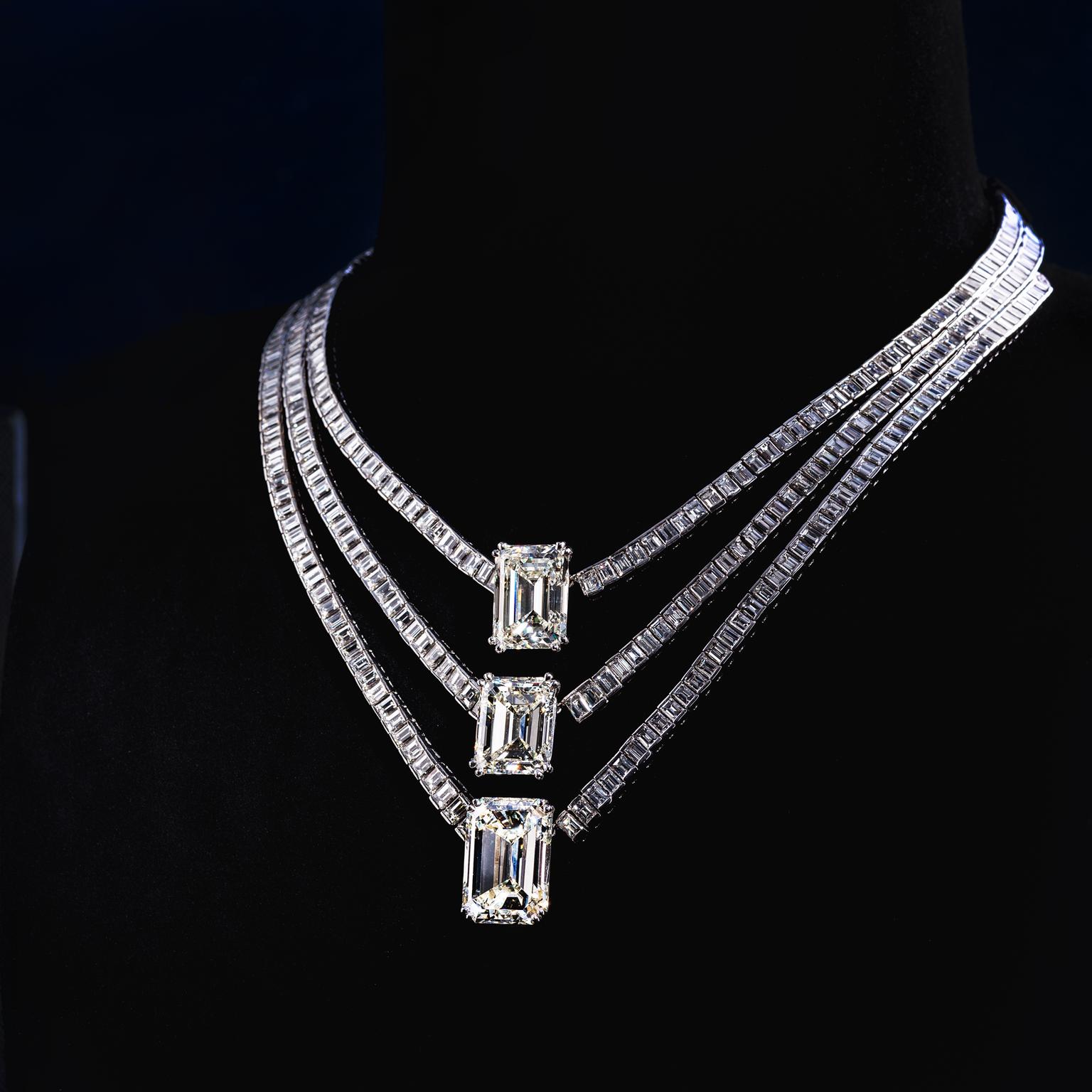 Jahan emerald-cut white diamond necklace