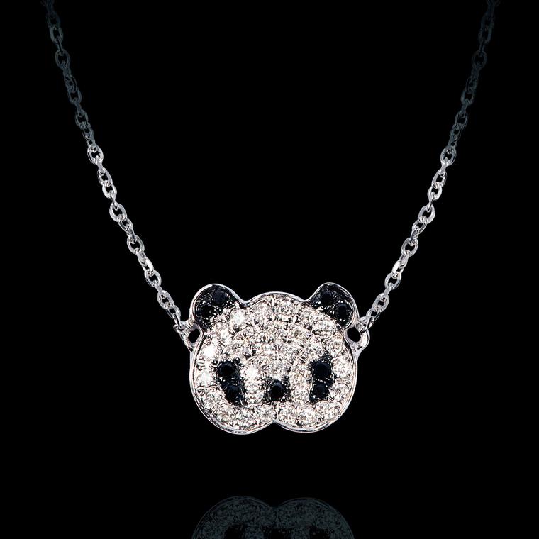 Bao Bao Wan Panda necklace with black and white diamonds
