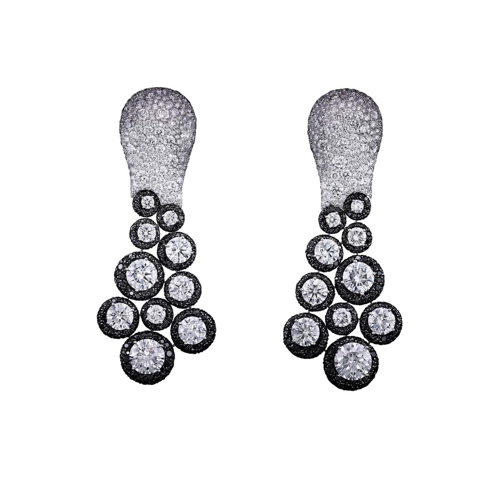 de Grisogono Folie white and black diamond earrings