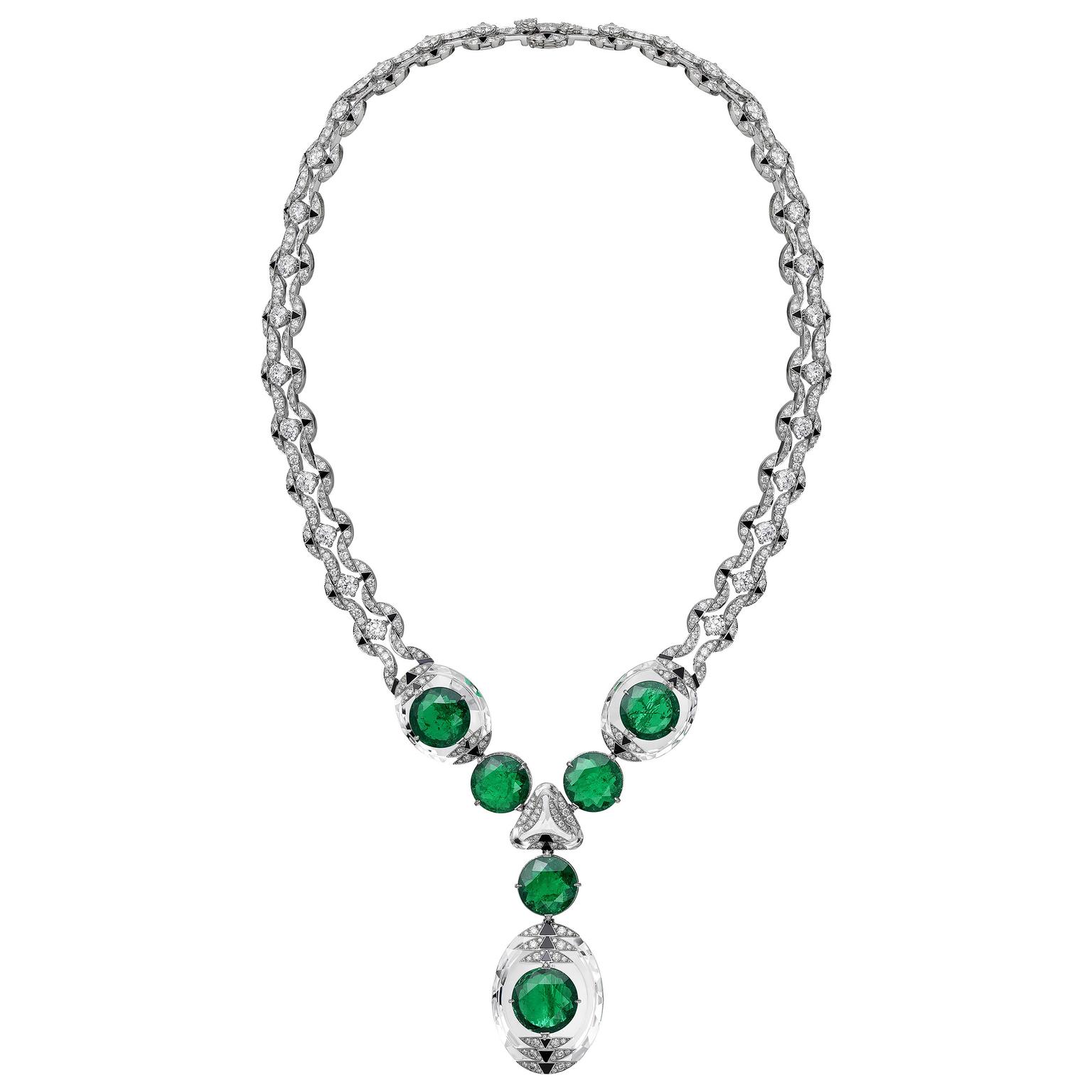 Emerald and rock crystal necklace from Cartier