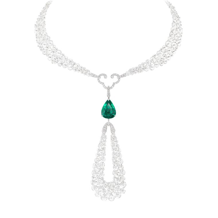 Talisman diamond and flawless 10ct emerald necklace