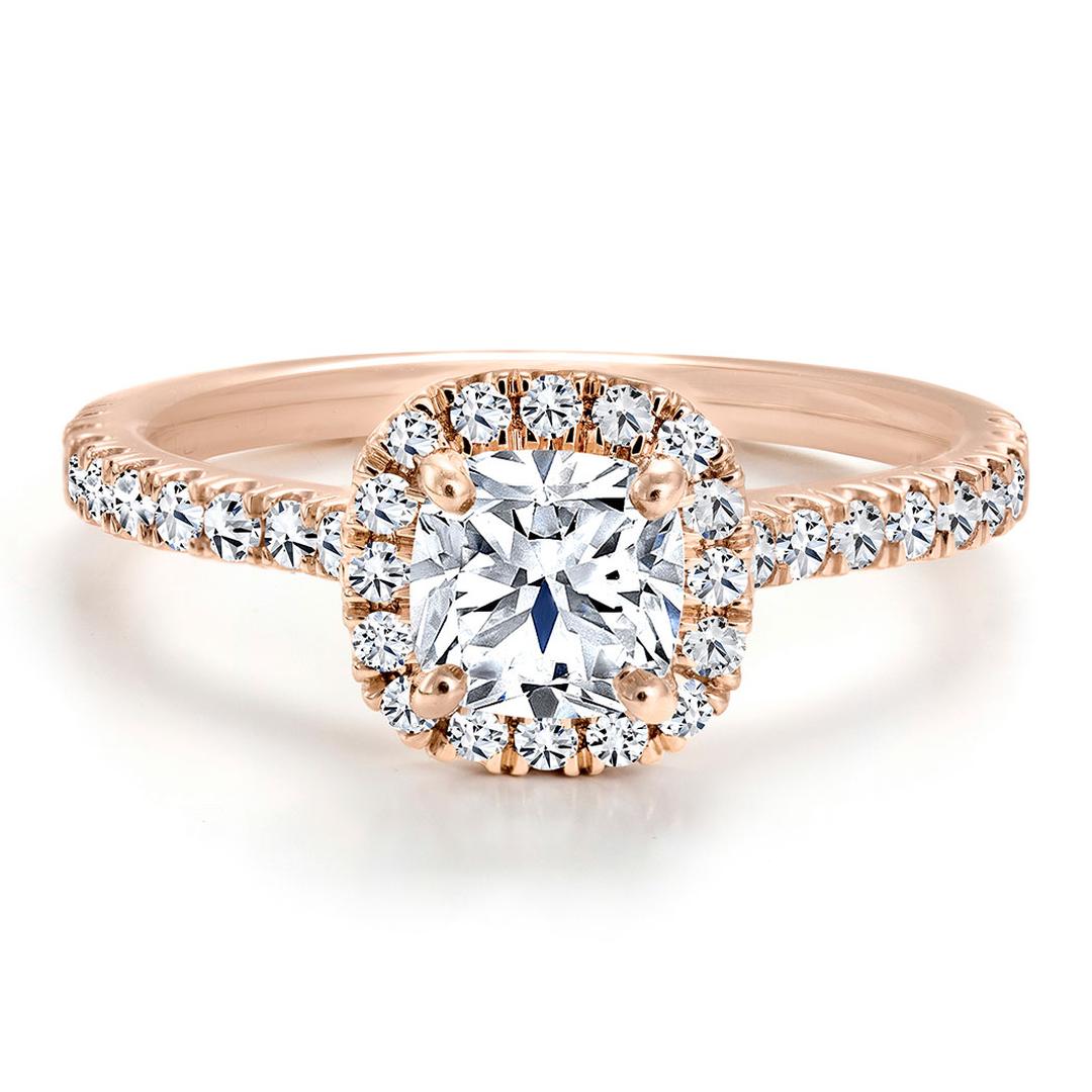 Black Label Canadian diamond cushioncut engagement ring in rose gold