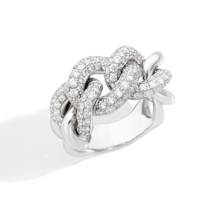 Catene ring in white gold with white diamonds by Pomellato