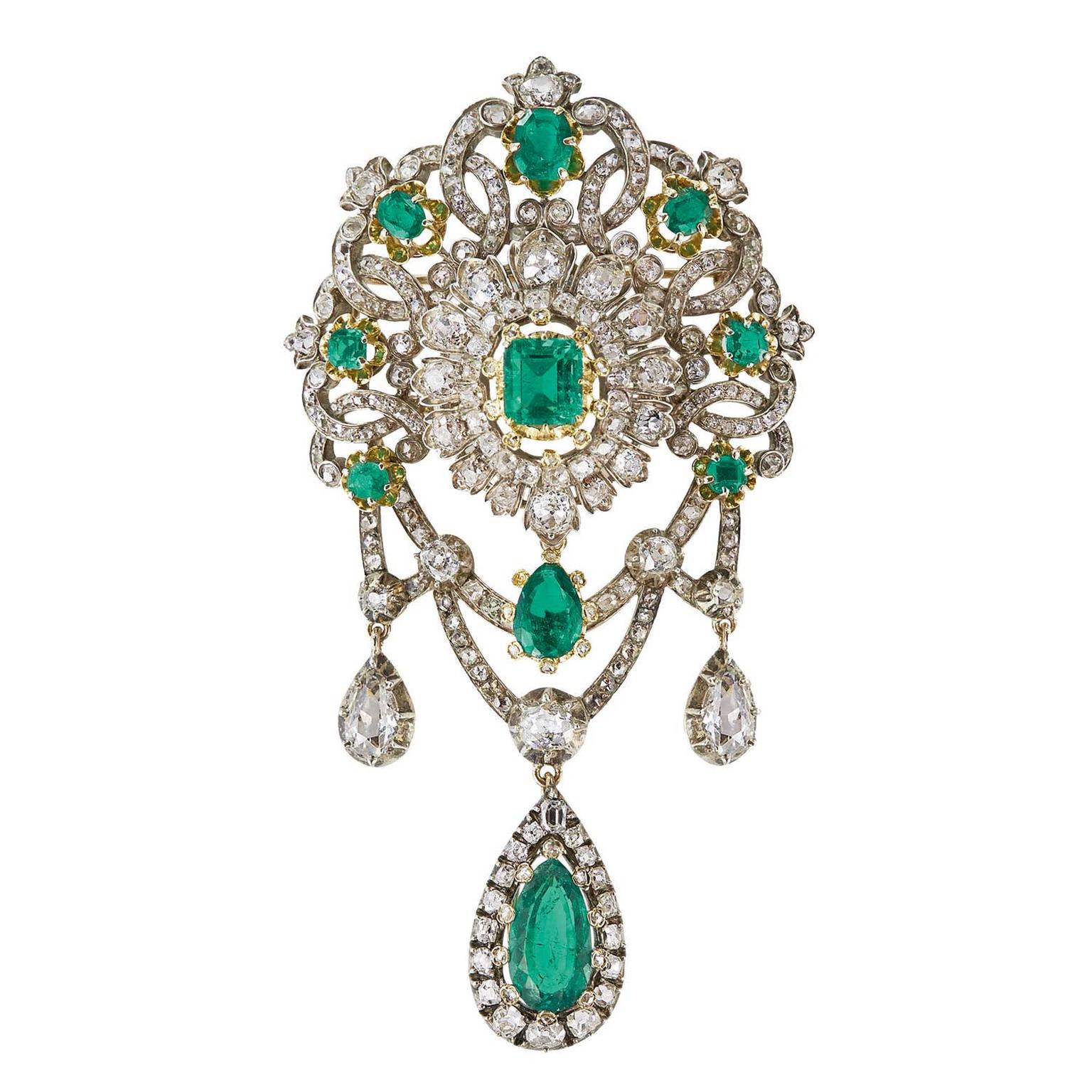 Mellerio dits Meller emerald devant de corsage, circa 1860