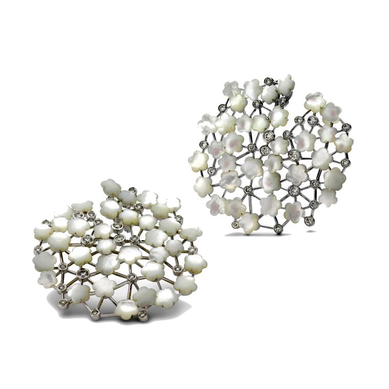 Fei Liu mother-of-pearl Asclepias earrings/hair ornments