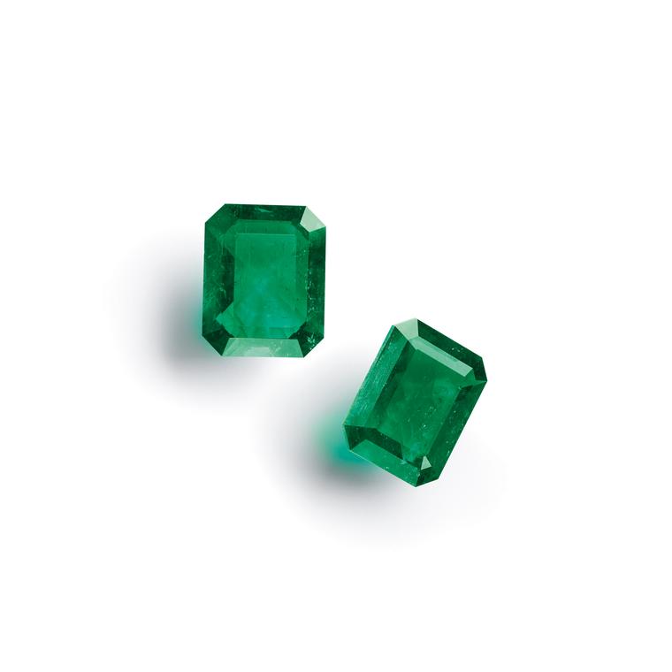 Pair of masterpieces emerald-cut Muzo emeralds