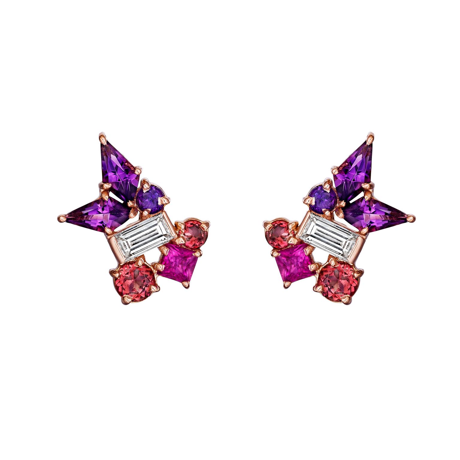 Madstone Design Melting Ice amethyst stud earrings