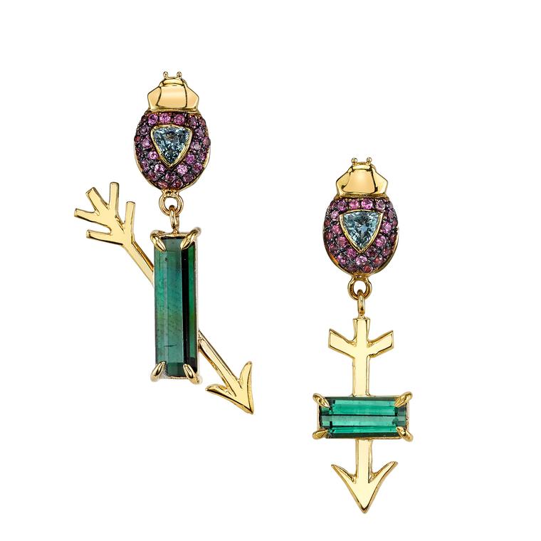 Daniela Villegas Flechados tourmaline and sapphire earrings