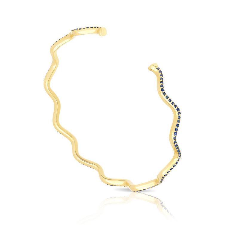 Sabine Getty Baby Memphis Wave cuff with blue sapphires