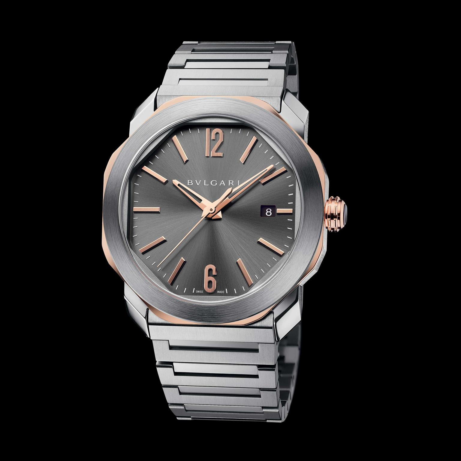 Bulgari Roma mens watch rose gold and steel 2019