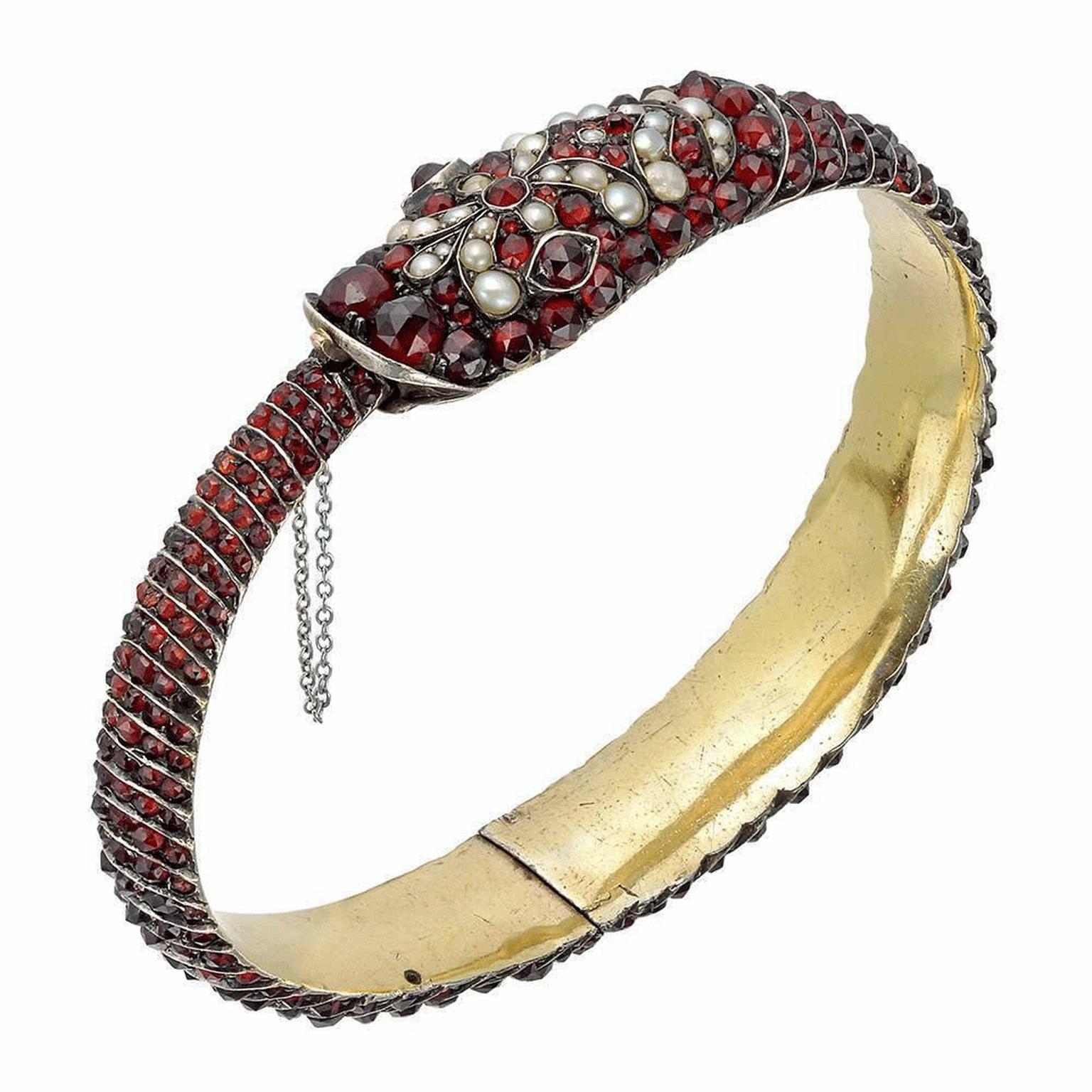 Betteridge Bohemian garnet snake bangle 