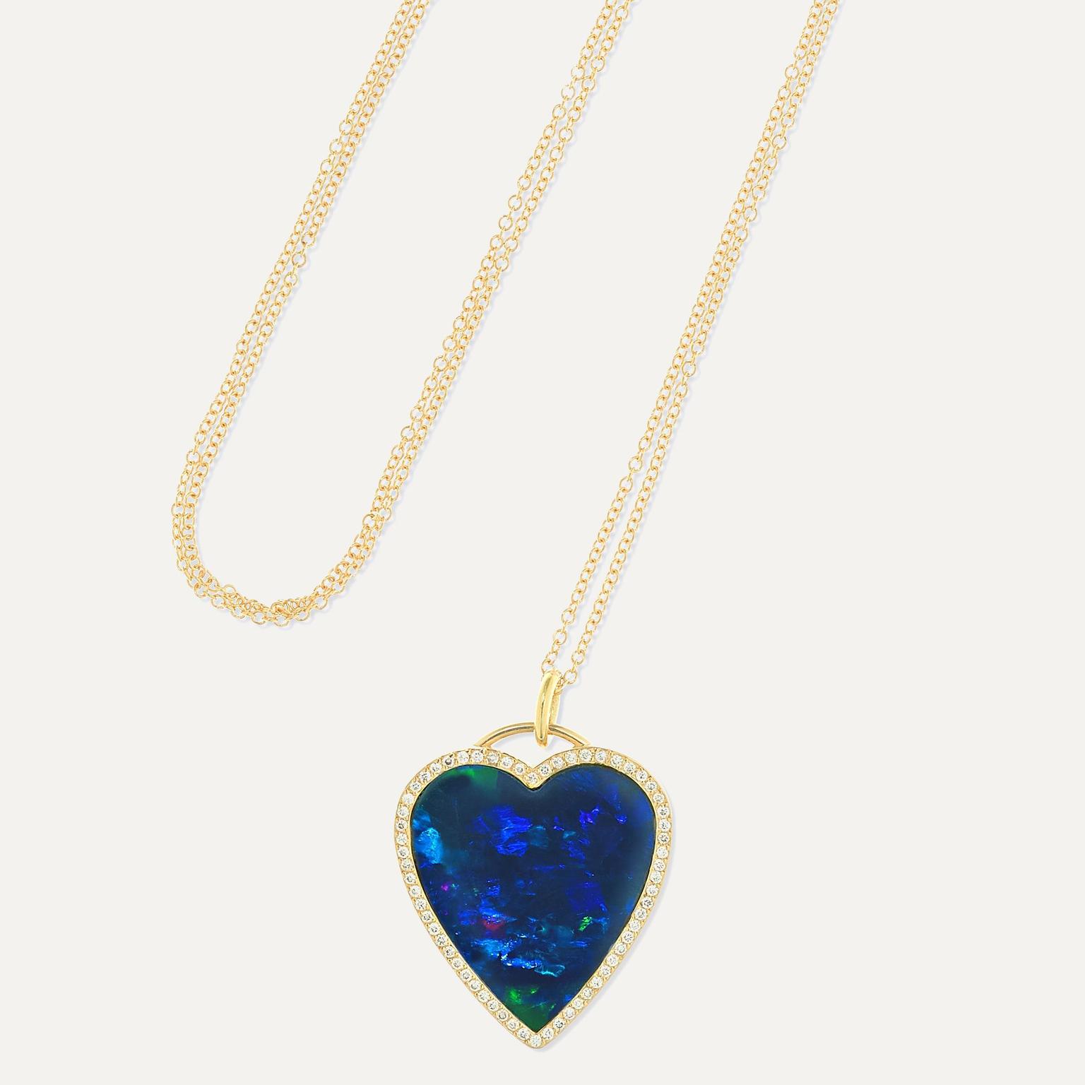 Heart opal necklace by Jennifer Meyer