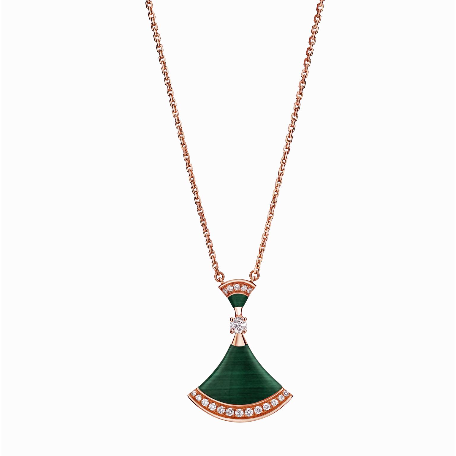 Bulgari gold, malachite and diamond Diva pendant