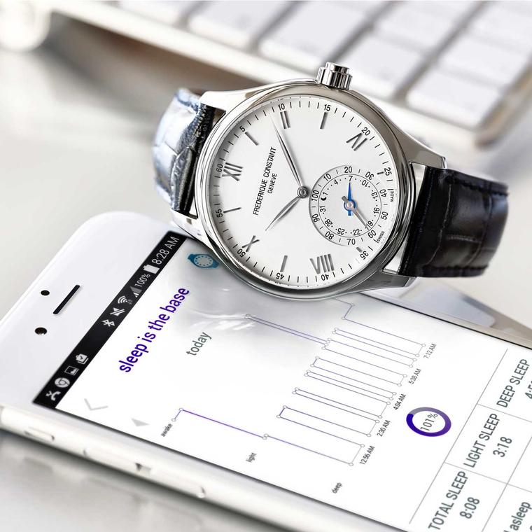 Frédérique Constant Horological smartwatch with black leather strap