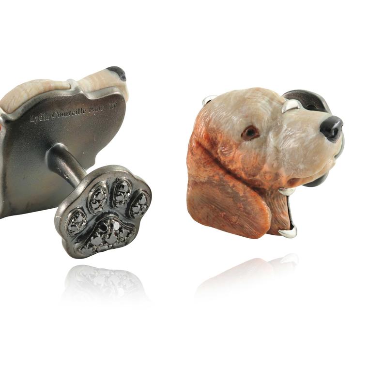 Lydia Courteille pet dog cufflinks special commission