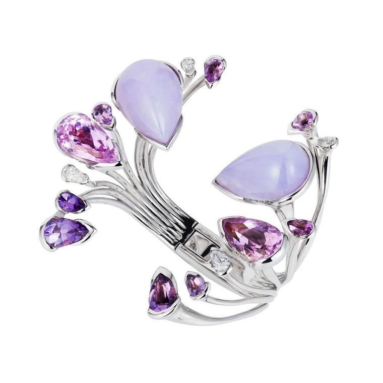 Orchidea coloured gemstone bracelet in white gold