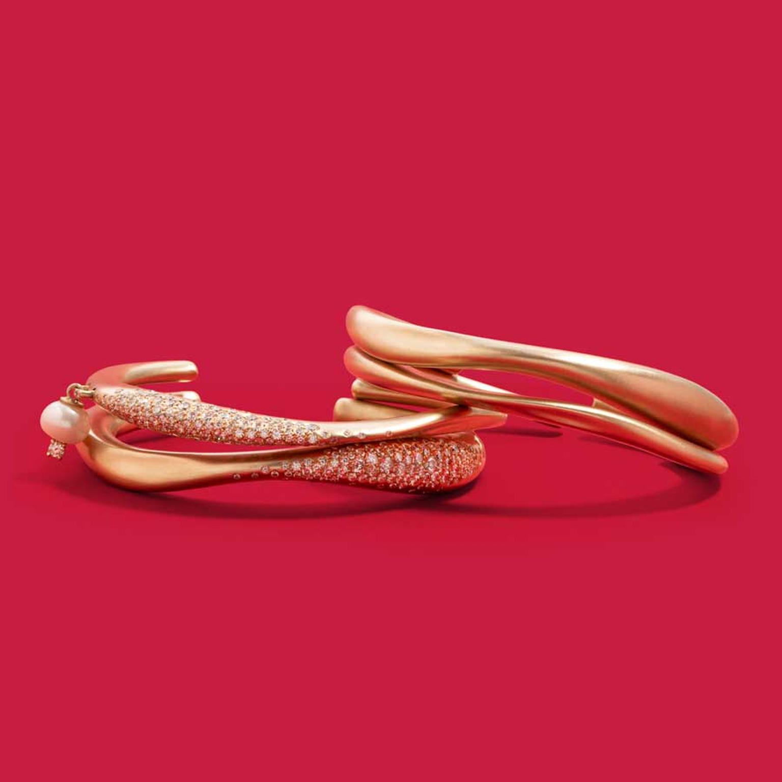 Nada Ghazal Champagne Diamonds Floating Joy Cuffs