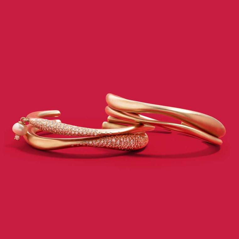 Nada Ghazal Champagne Diamonds Floating Joy Cuffs