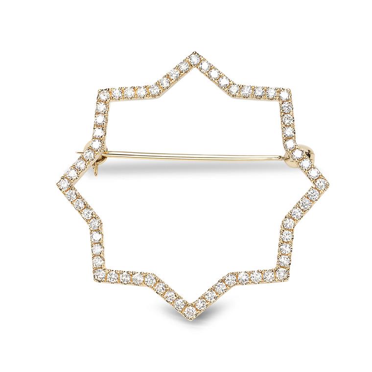 Octium Sun collection yellow gold Star brooch with diamonds