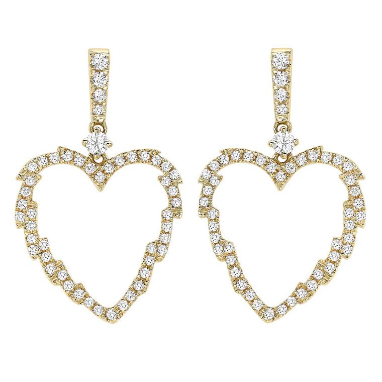 Kiki McDonough Leaf earrings in yellow gold with diamonds