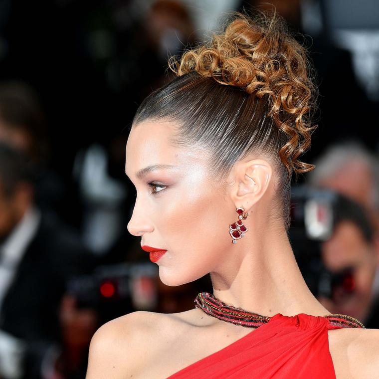 Bella Hadid in Bulgari ruby jewels Cannes 2019