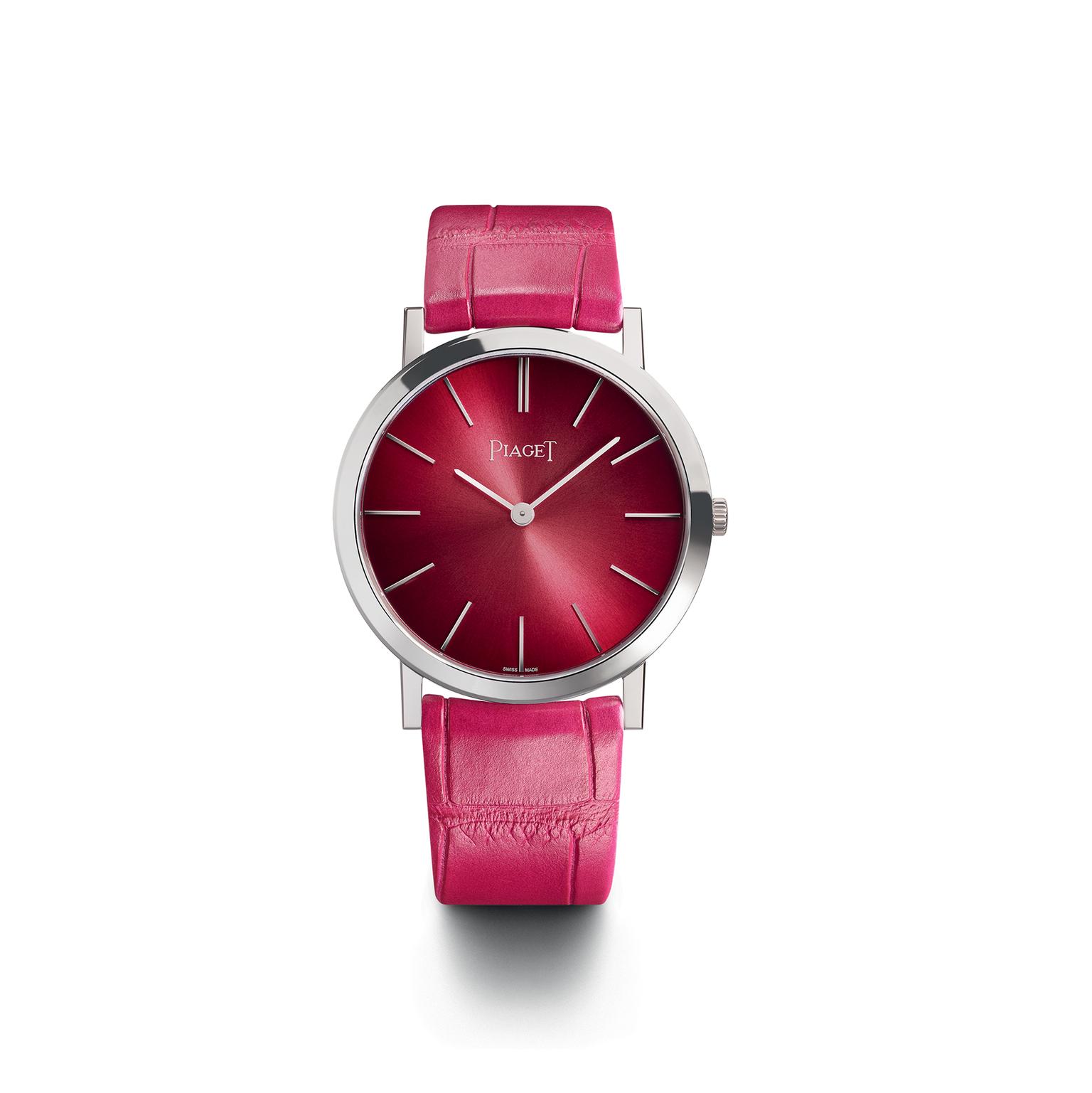 Piaget Altiplano watch in white gold with a pink dial