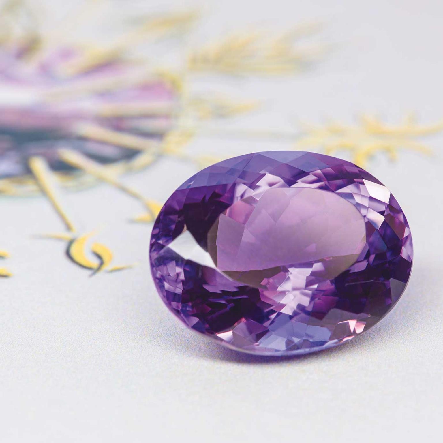 Amethyst for  Schlumberger design brooch from the Tiffany Blue Book 2017
