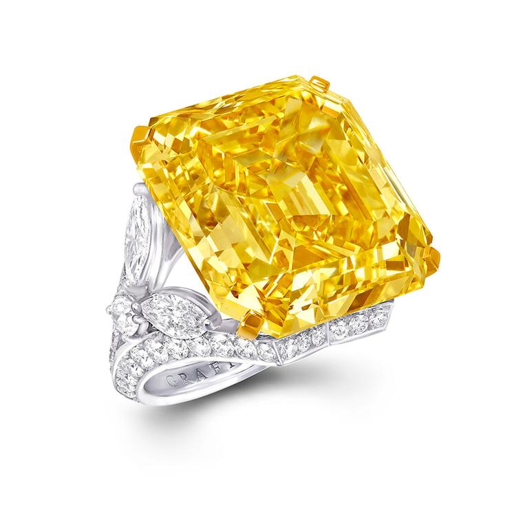 Graff yellow emerald cut ring