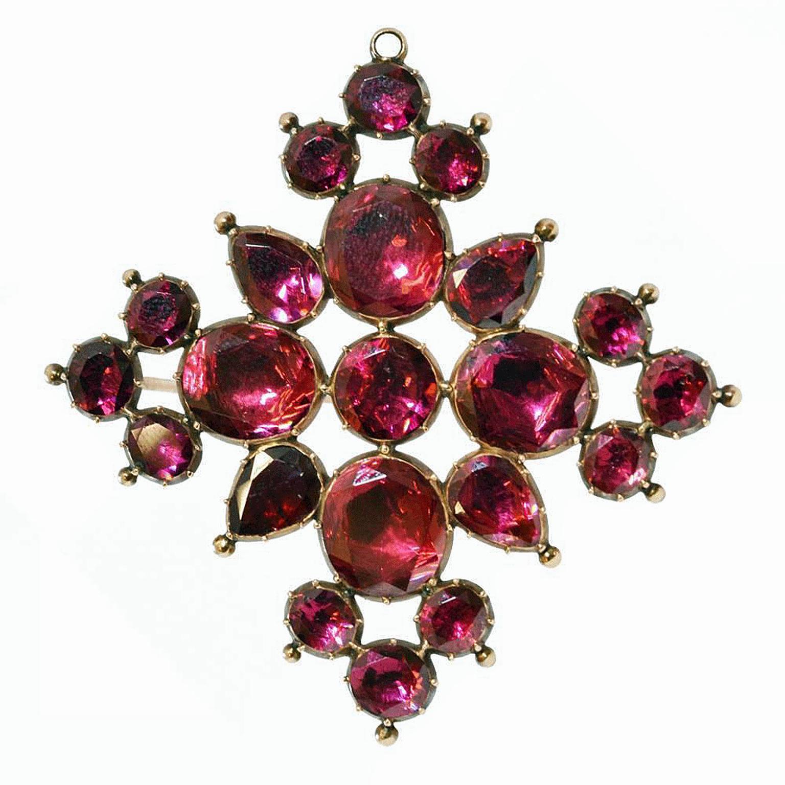 Sandra Cronan Georgian garnet cross pendant