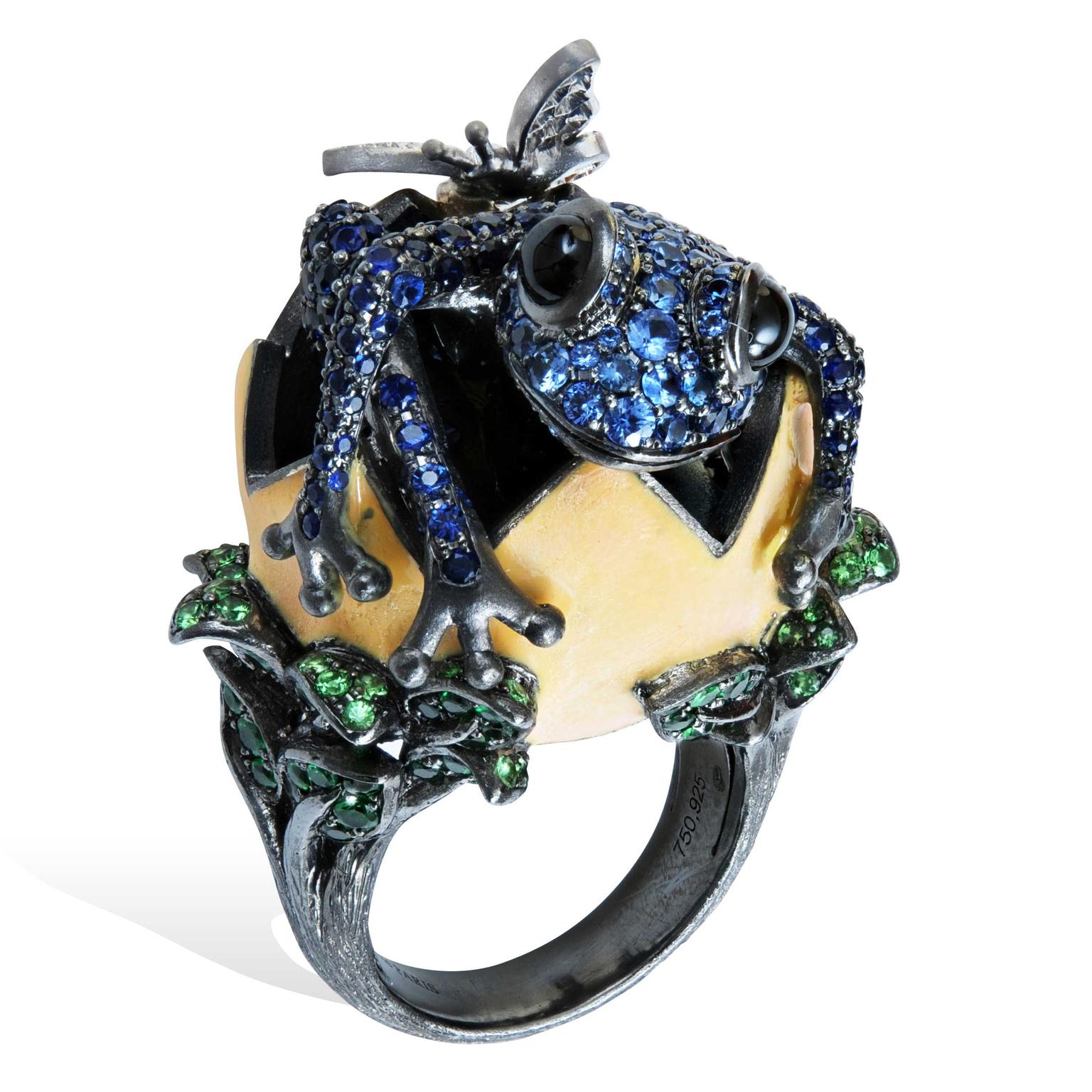 Lydia Courteille Procreation blue frog hatching from egg ring