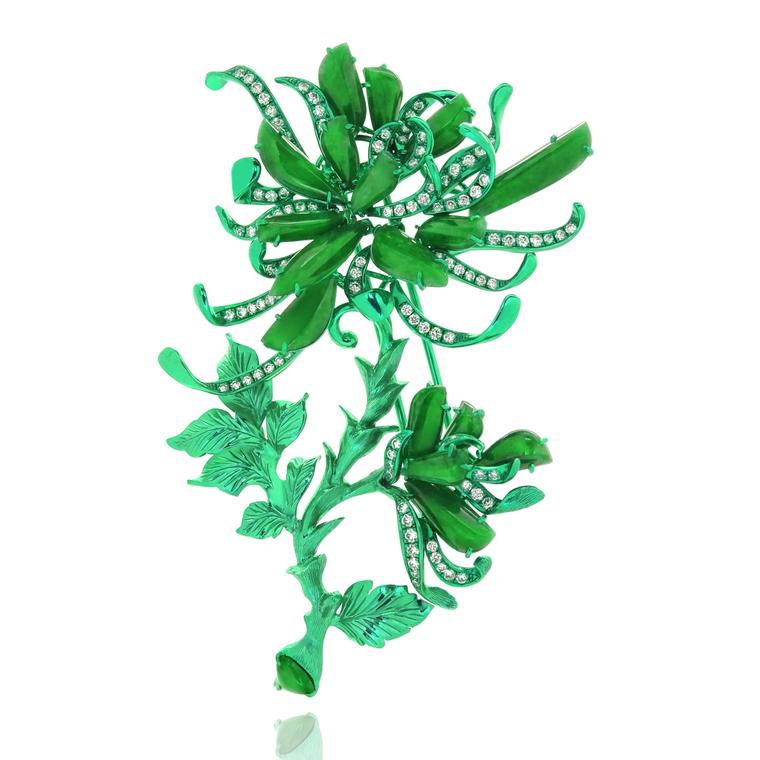 The Green Chrysanthemum brooch from Austy Lee 