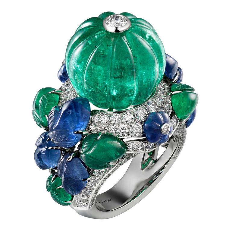 Cartier Étourdissant emerald, sapphire and diamond ring