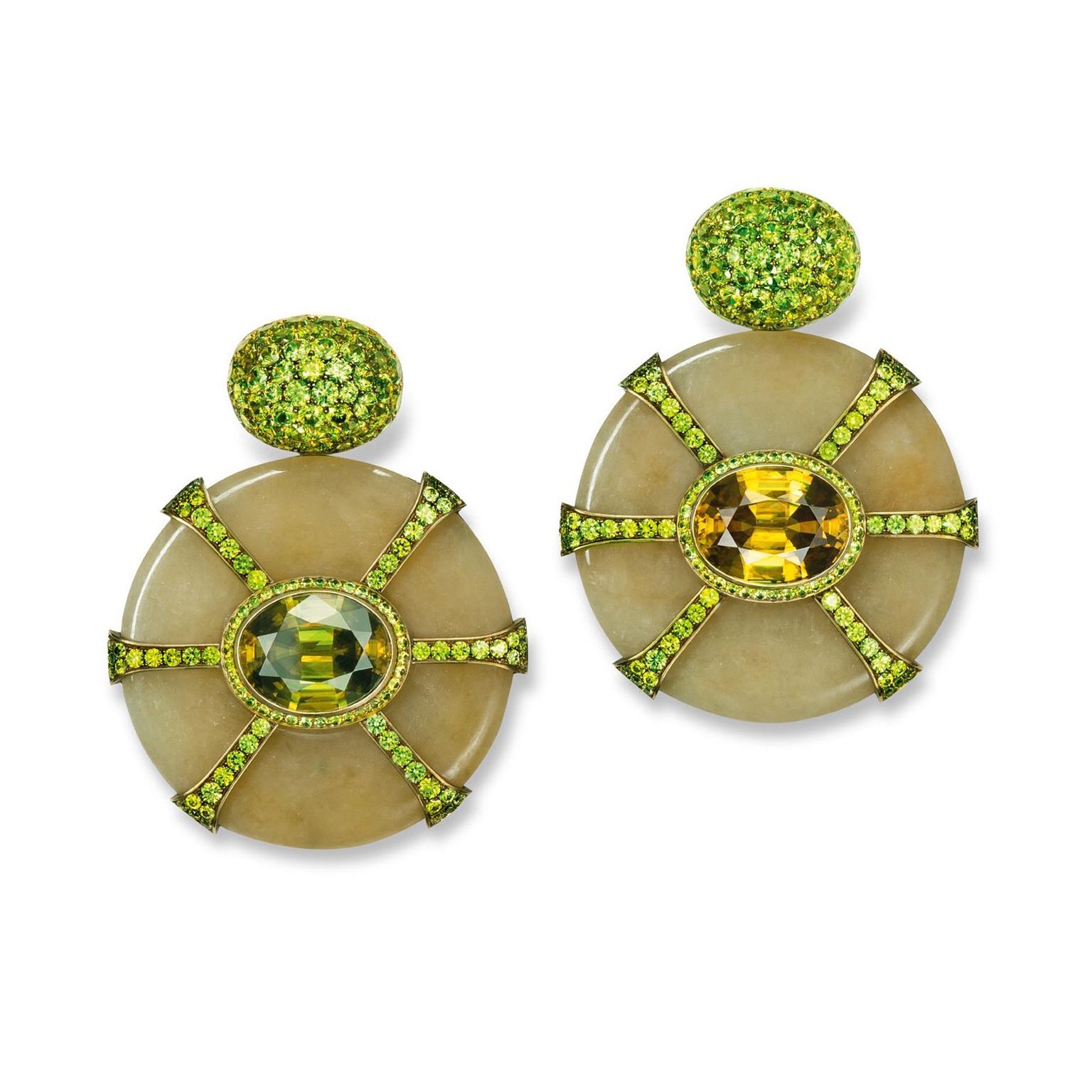 Hemmerle jade disc earrings