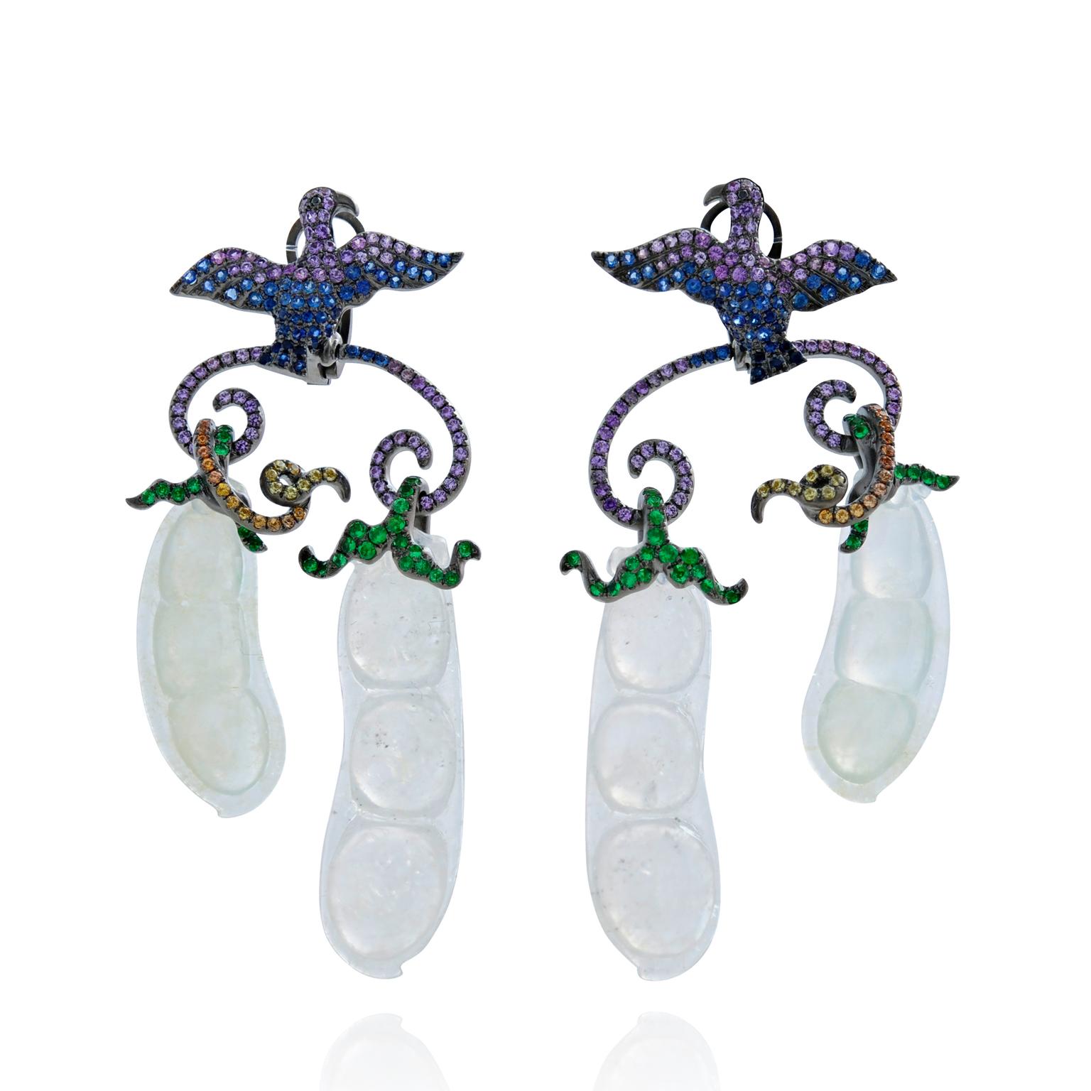 Lydia Courteille Automne a Pekin Pea Pod earrings