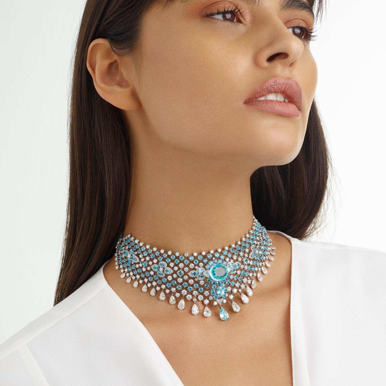 Azul choker by David Morris on model