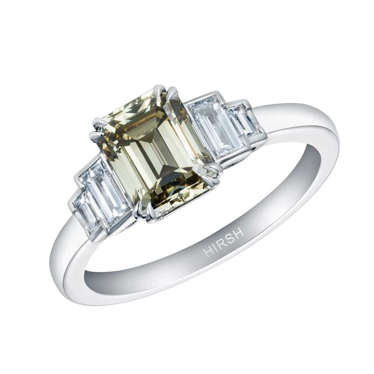 Artemis olive green diamond ring by Hirsh London