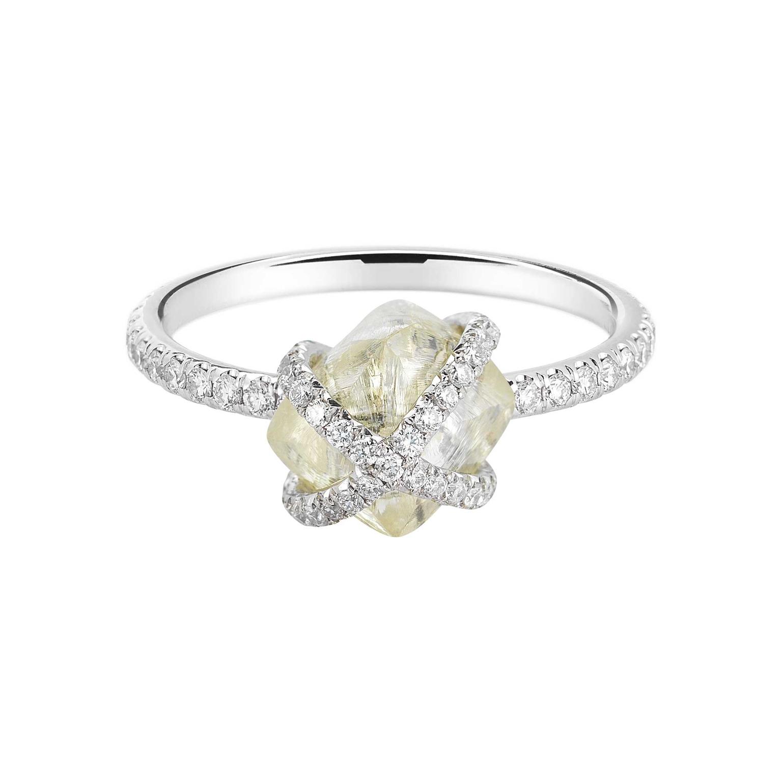 Diamond in the Rough Embrace collection engagement ring