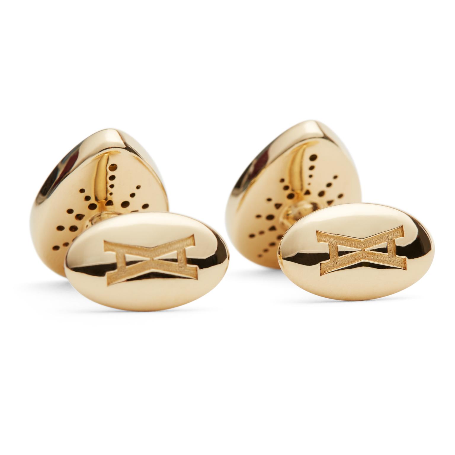 Alina Abegg Cosmic Escape malachite Alien cufflinks from back