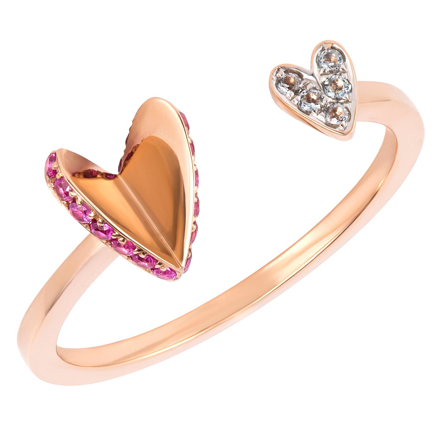 Ruifier Flutter Heart toi et moi ring