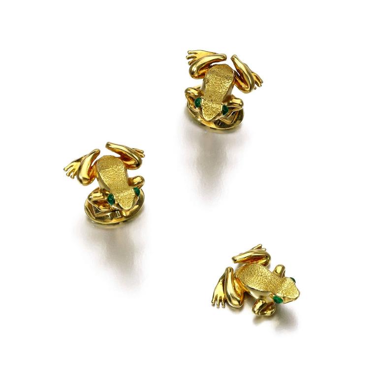 Lot 72 Tiffany Frog cufflinks and tie pin
