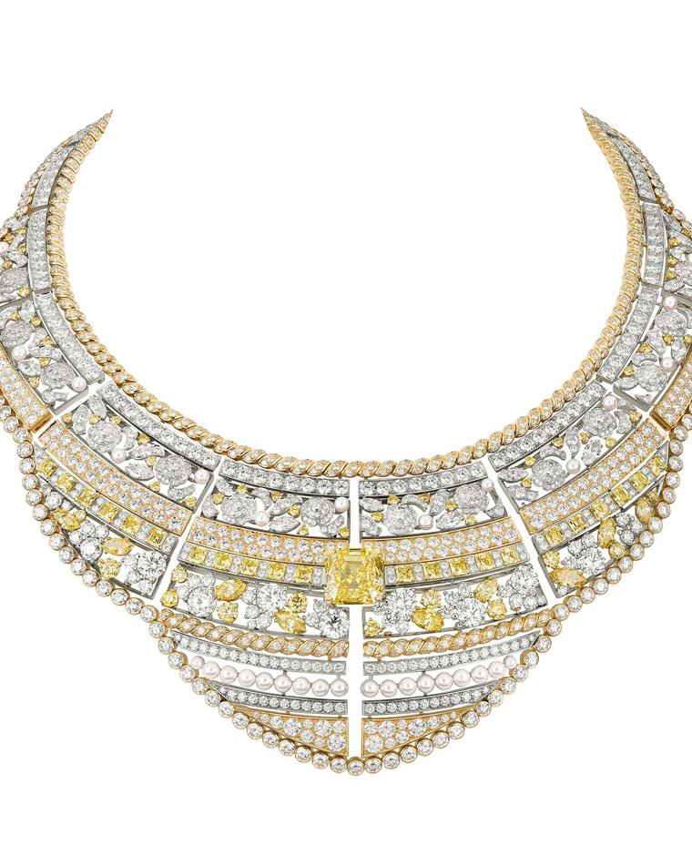 Chanel Roubachka yellow and white diamond necklace