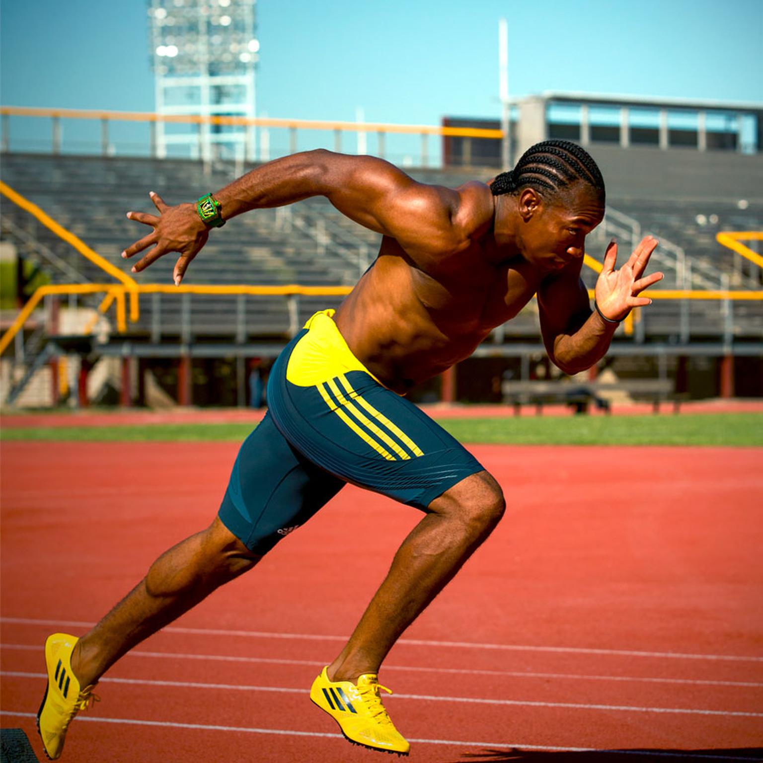 Yohan Blake wearing a Richard Mille watch