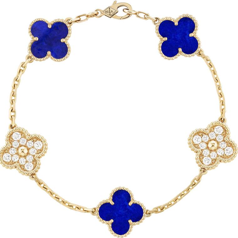 Van Cleef Arpels Vintage Alhambra necklace in lapis lazulil created in limited numbers for the jewel’s 50th anniversary 