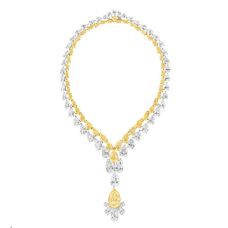 Graffabulous yellow and white diamond necklaces