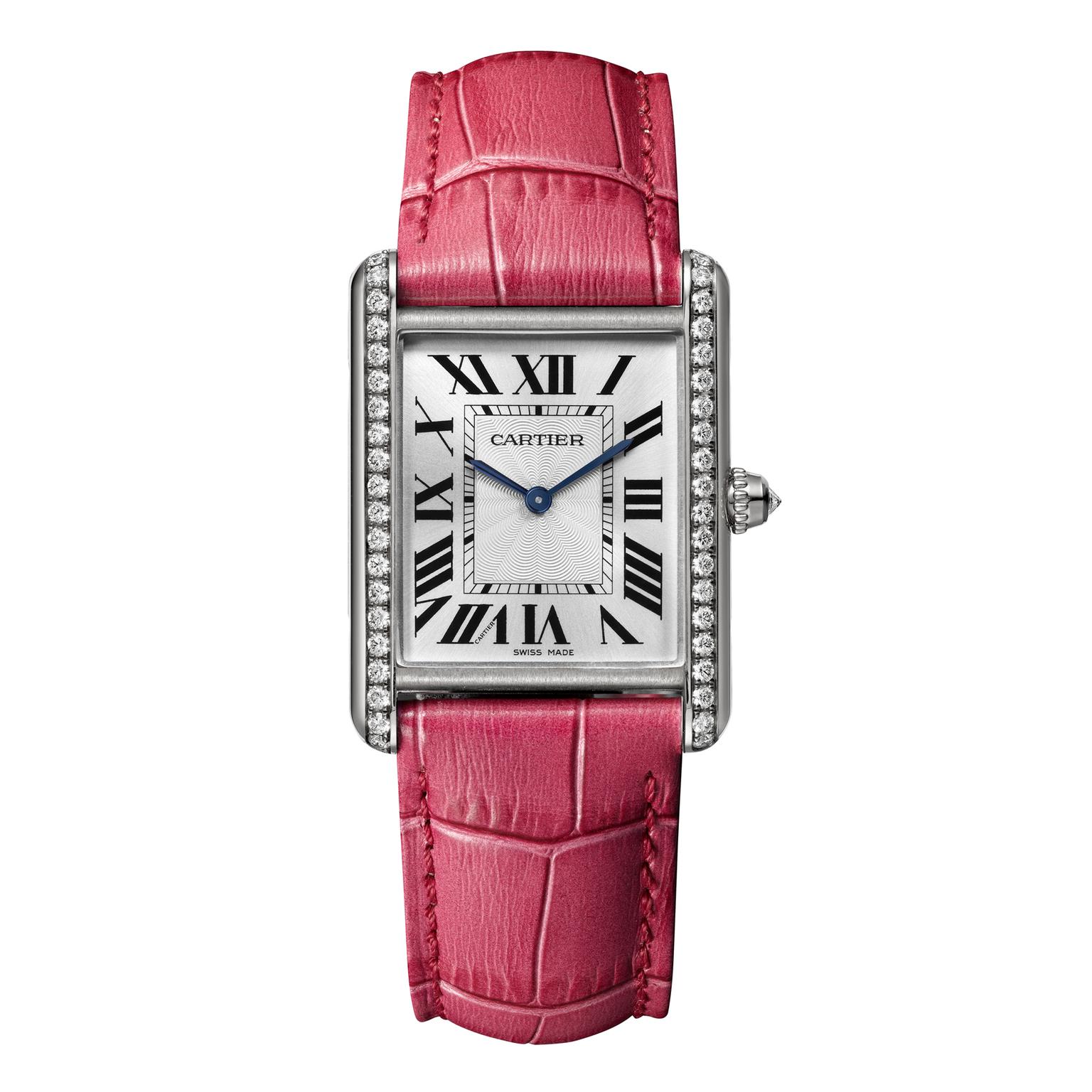Cartier Tank Louis Cartier large white gold watch with diamonds