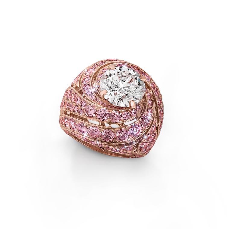 Pink pavé diamond Swirl ring 