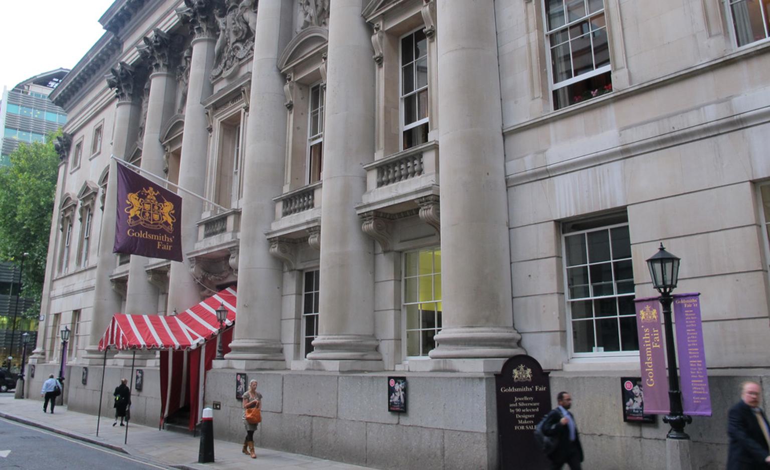 Entrance to Goldsmiths' Fair, the annual selling exhibition of UK independent jewellers and silversmiths.